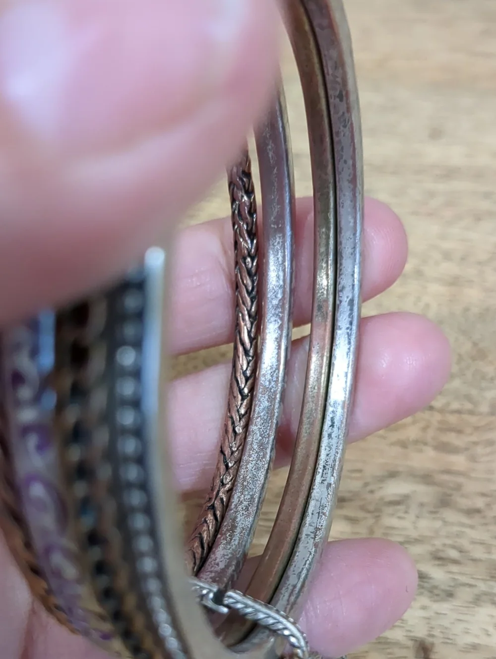 LUCKY BRAND Mixed Metal Floral Charm Bangle Set - Gold & Silver